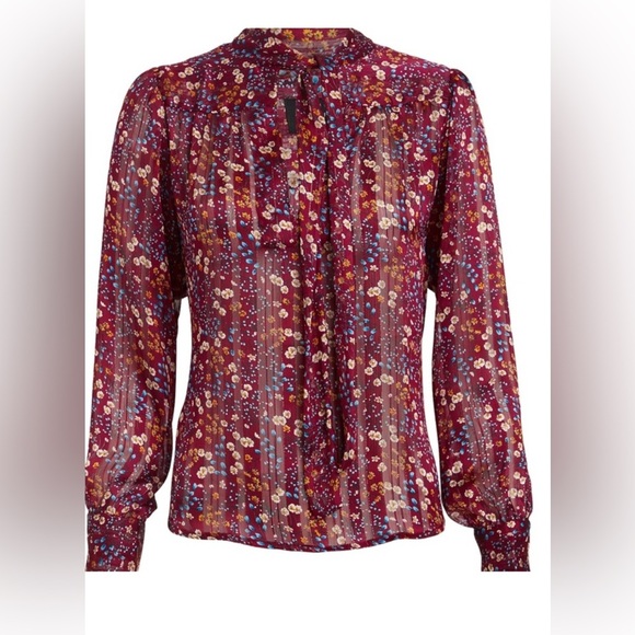 Sabina Musayev Hazel Floral Tie Neck Blouse Small - Picture 15 of 15